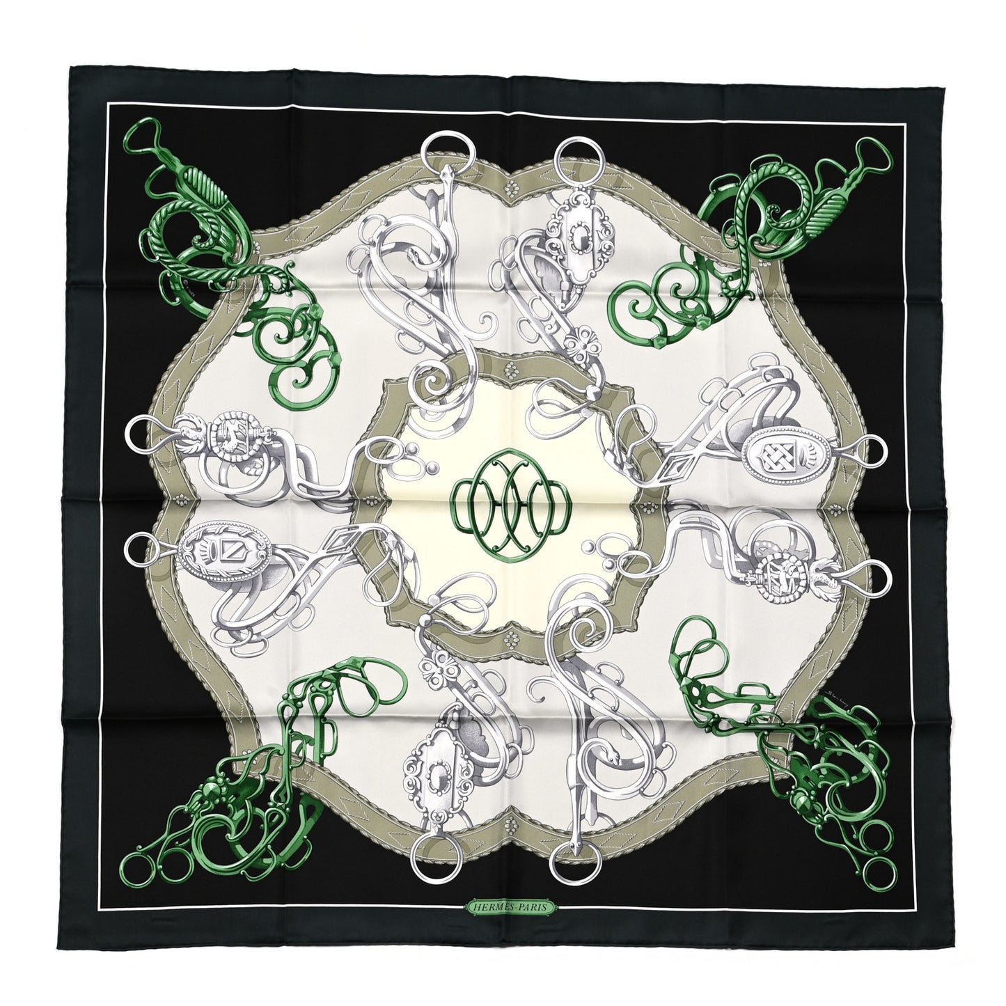 Silk Lift Profile Scarf 90 Vert Black Gris