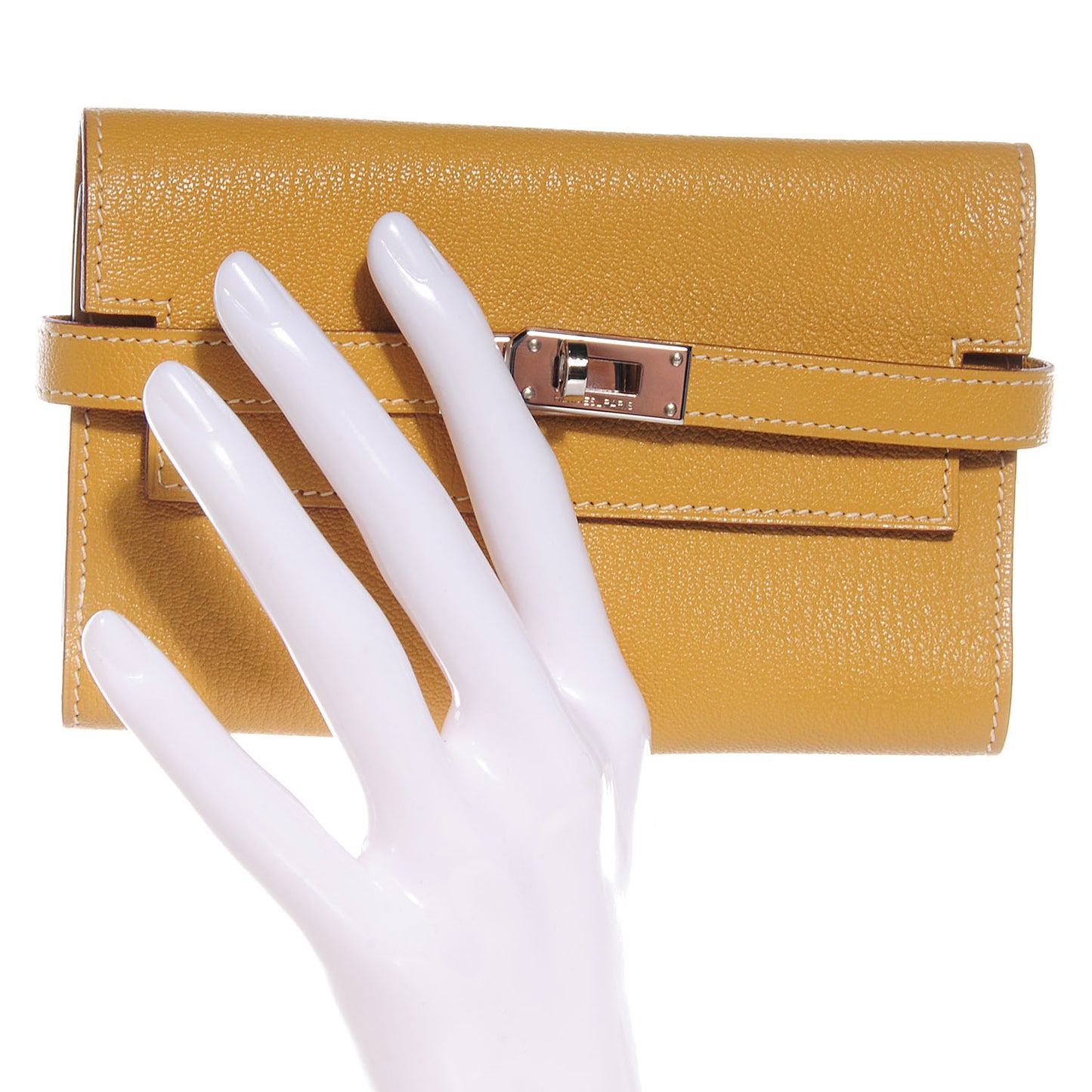 Chevre Mysore Medium Kelly Wallet Curry