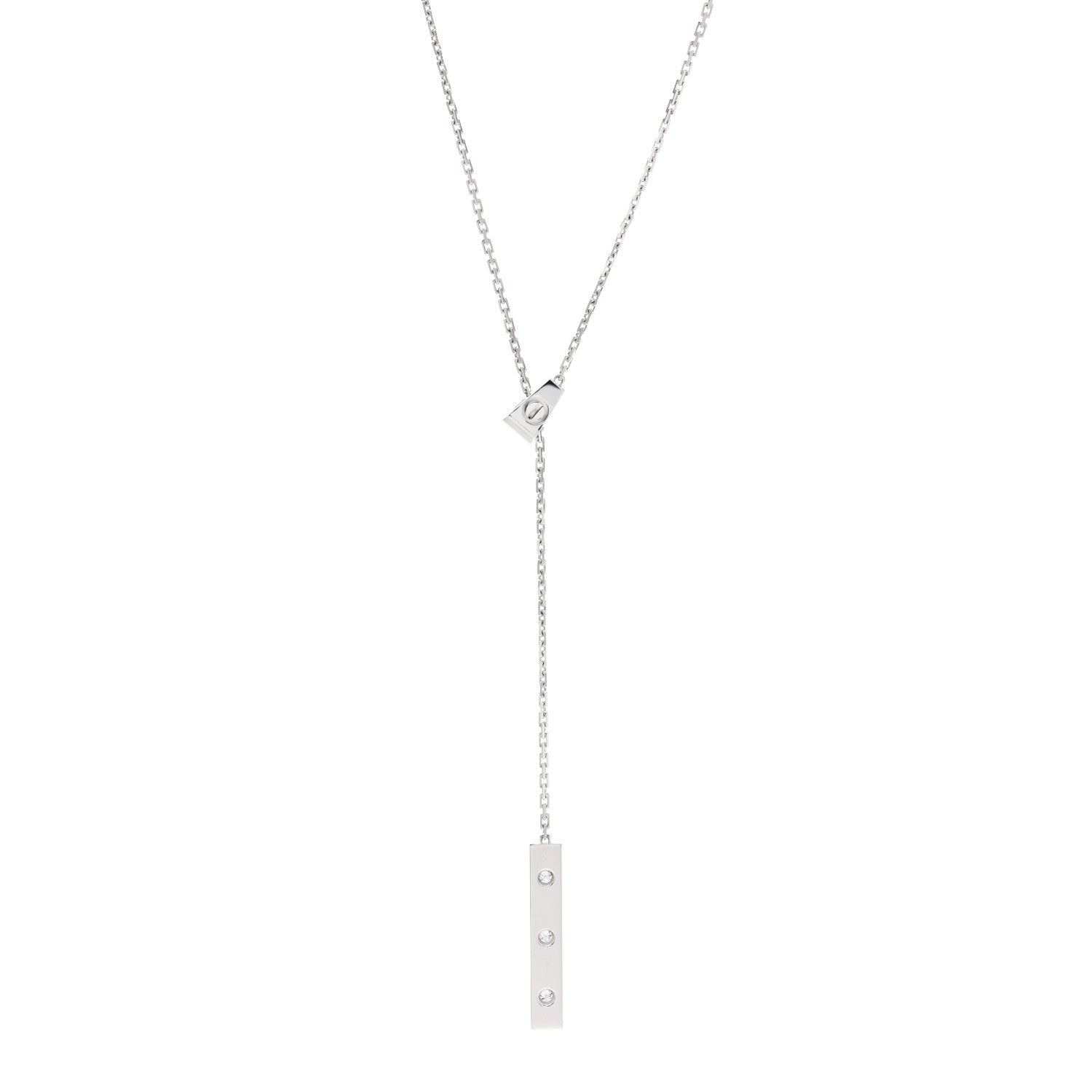 Cartier 18K White Gold Diamond LOVE Lariat Necklace 1 of 5