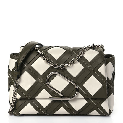3.1 Phillip Lim Calfskin Cutout Alix Flap Shoulder Bag Military Green White 1 of 8