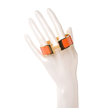 Hermes Enamel Wide Clic Clac H Bracelet GM Orange 2 of 5