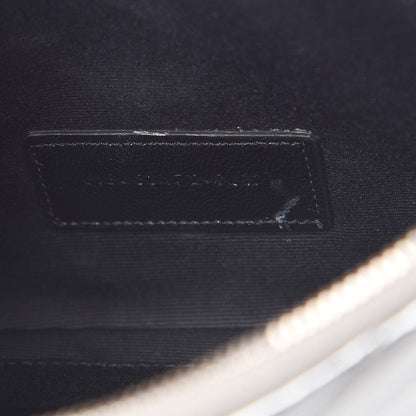 Saint Laurent Metallic Calfskin Matelasse Chevron Monogram Pouch Silver 7 of 16