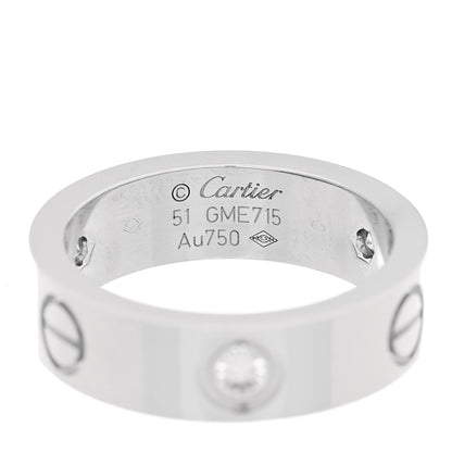 Cartier 18K White Gold 3 Diamond 5.5mm LOVE Ring 51 5.75 4 of 4