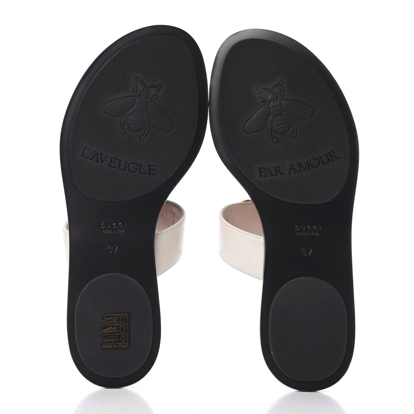 Calfskin GG Marmont Thong Sandals 37 Mystic White