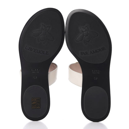 Gucci Calfskin GG Marmont Thong Sandals 37 Mystic White 5 of 10