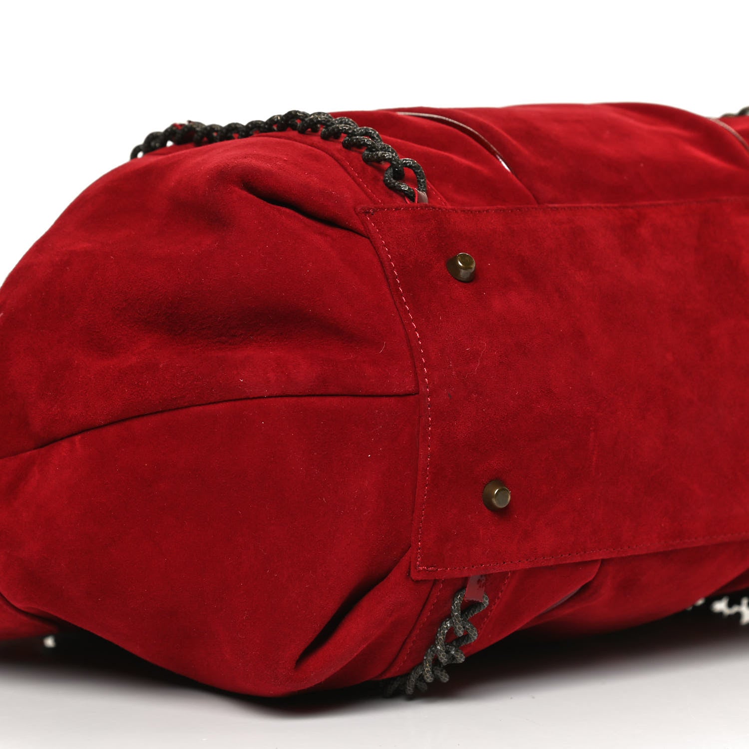 Christian Louboutin Suede Chain Shoulder Bag Red 7 of 10