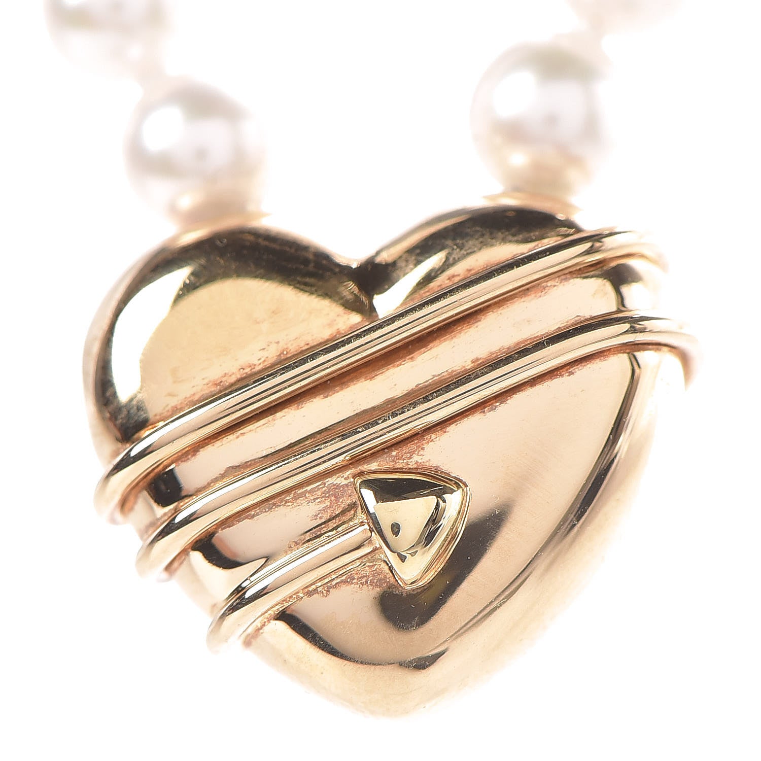 Tiffany 18K Yellow Gold Pearl Cupid's Arrow Heart Necklace 4 of 6