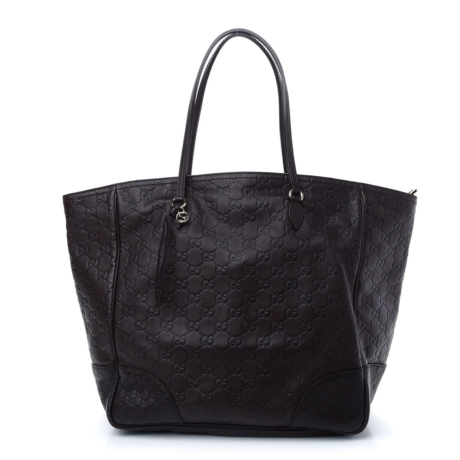 Gucci Guccissima Medium Bree Zippered Tote Chocolate 1 of 9