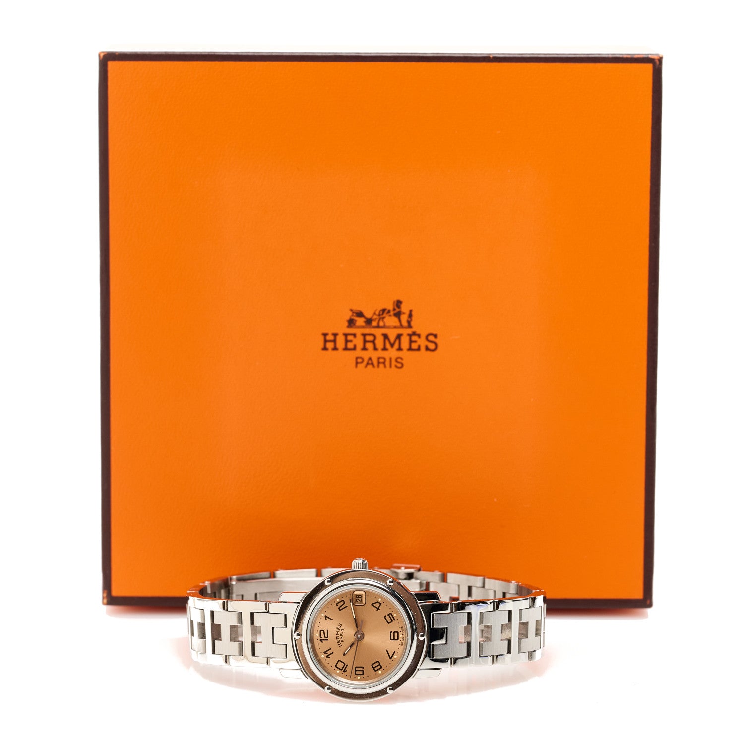 Hermes Stainless Steel 24mm Clipper Quartz Watch Pink 5 of 5