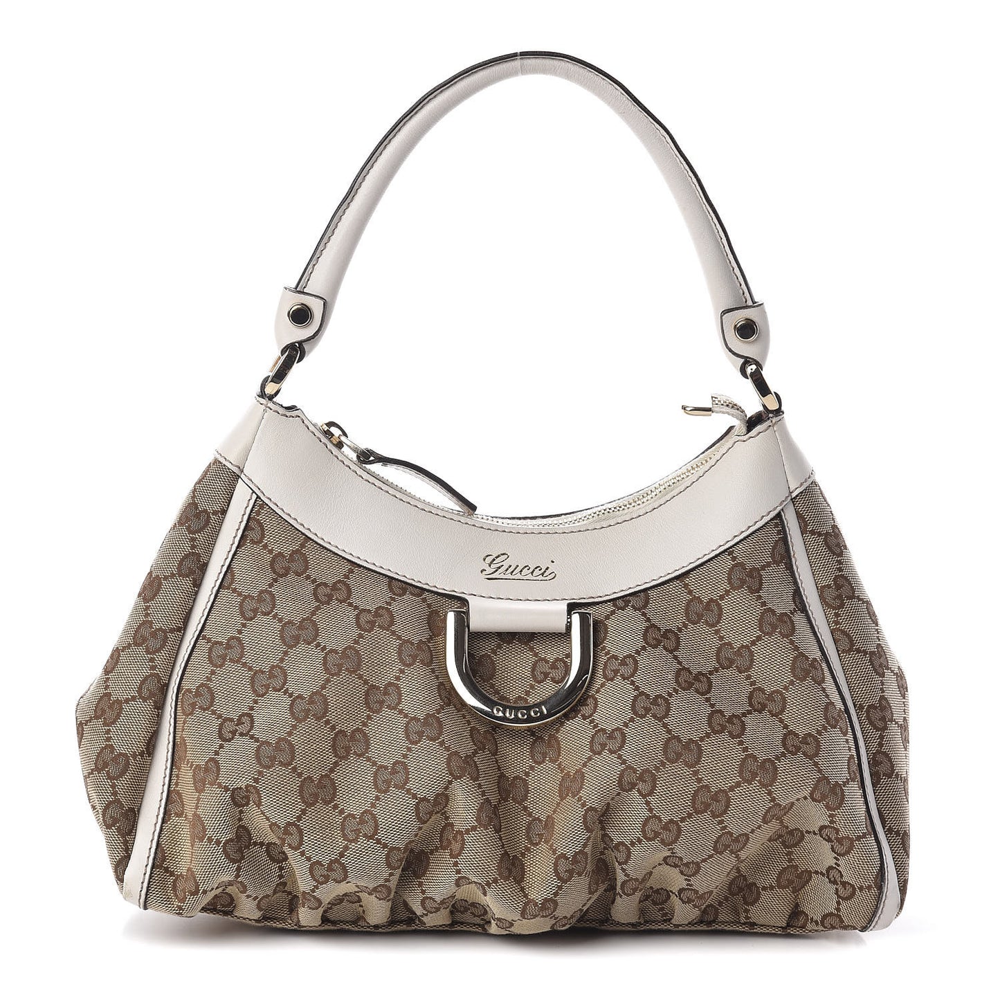 Monogram Medium D Gold Ring Hobo White