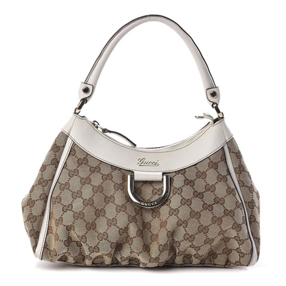 Gucci Monogram Medium D Gold Ring Hobo White 1 of 14