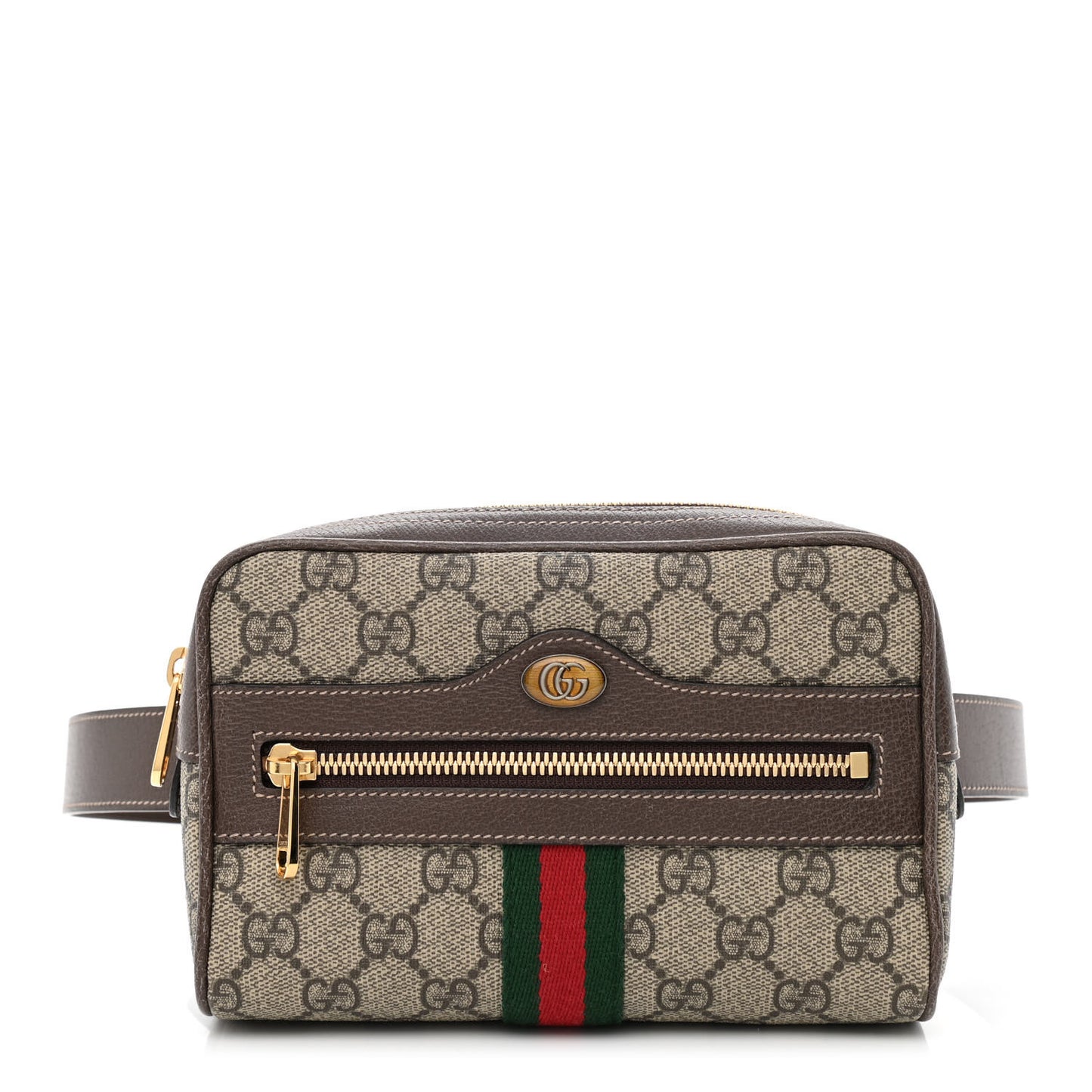 GG Supreme Monogram Web Small Ophidia Belt Bag 85 34 Dark Brown