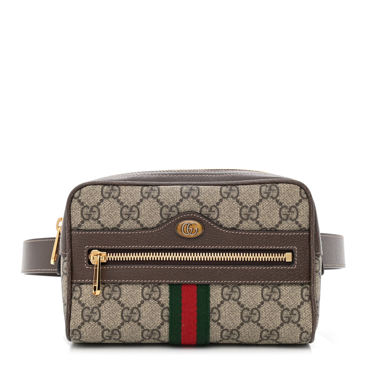 Gucci GG Supreme Monogram Web Small Ophidia Belt Bag 85 34 Dark Brown 1 of 11