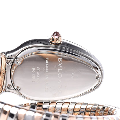 Bulgari Stainless Steel 18K Rose Gold Diamond Bezel 35mm Serpenti Tubogas Quartz Watch Purple 5 of 5