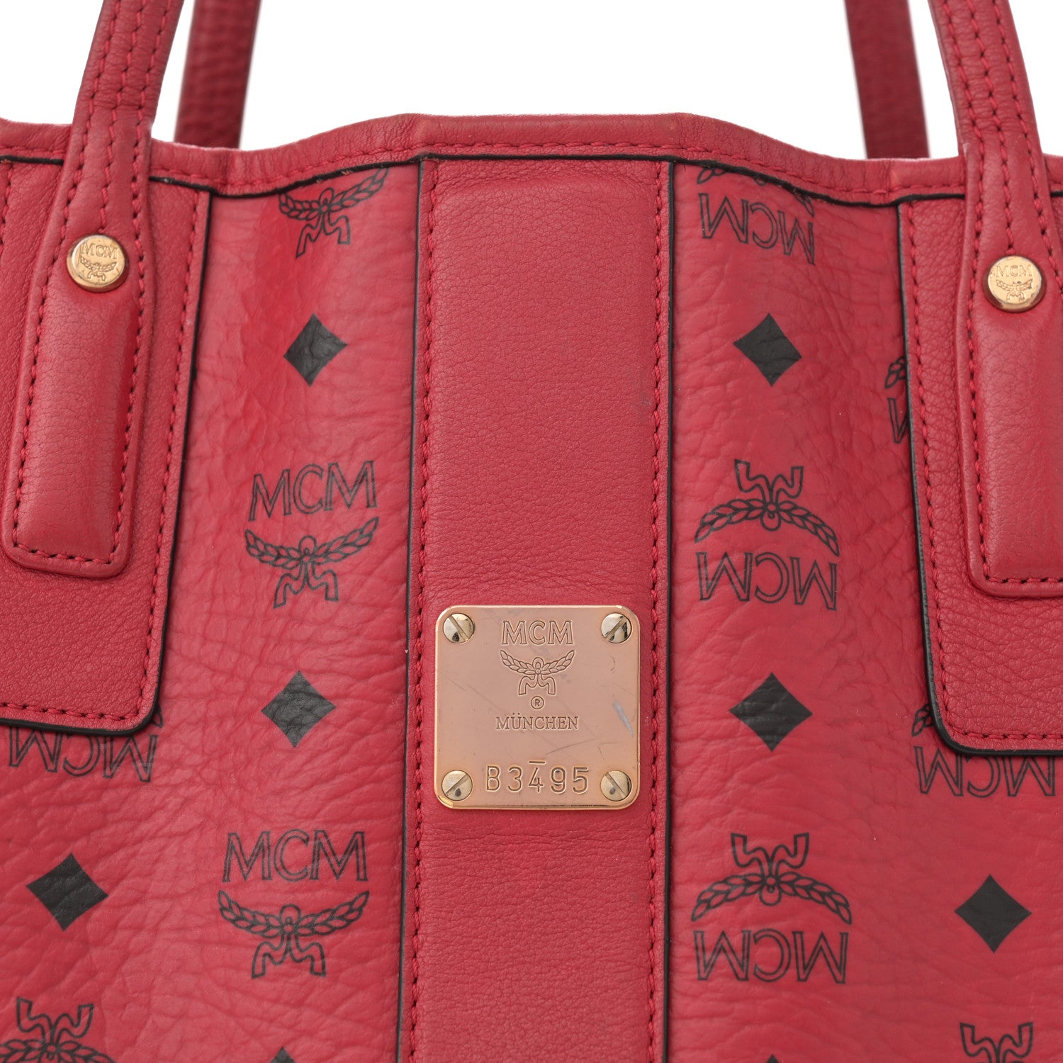 MCM Visetos Medium Liz Reversible Shopper Tote Ruby Red 11 of 26