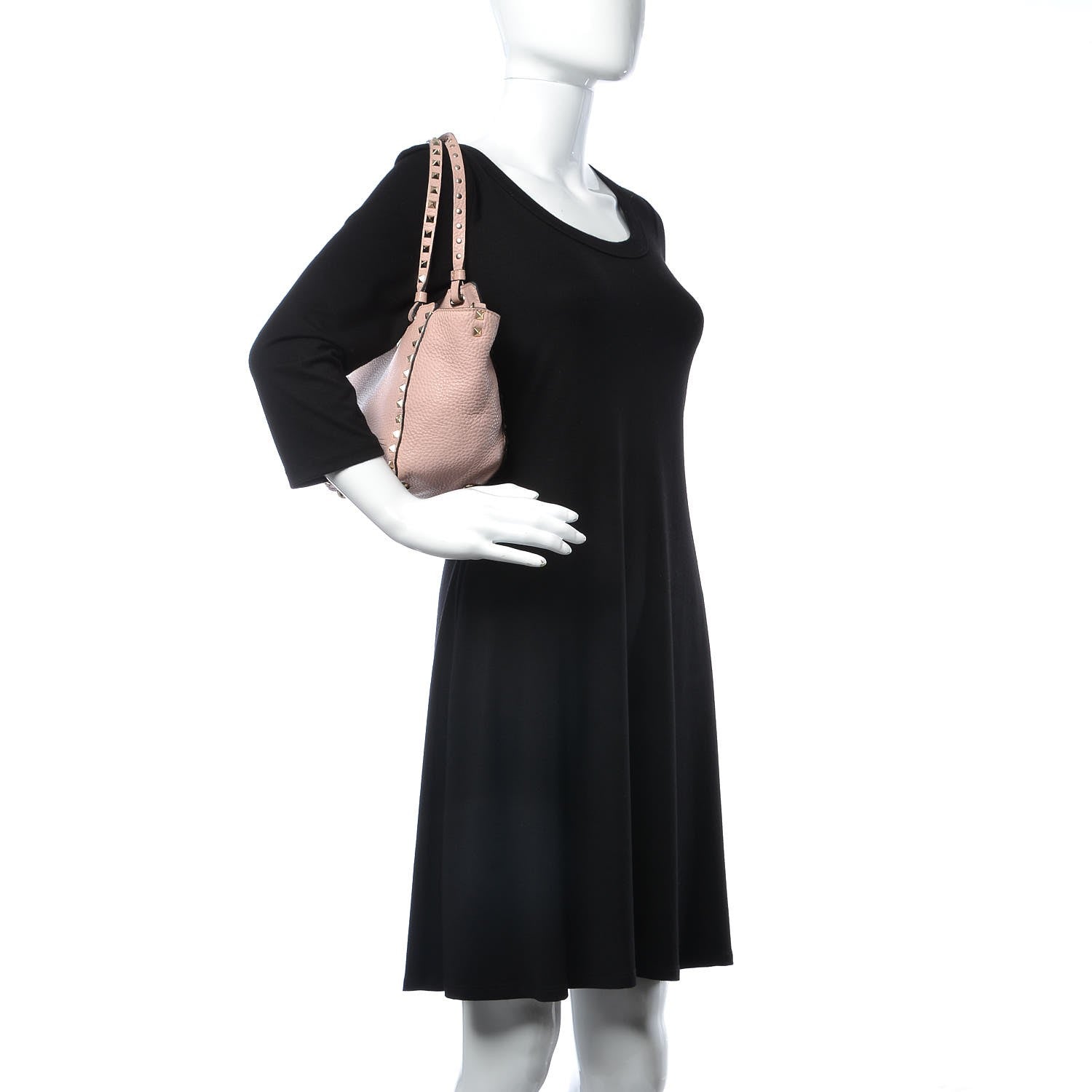 Valentino Garavani Grained Calfskin Small Rockstud Tote Water Rose 2 of 15
