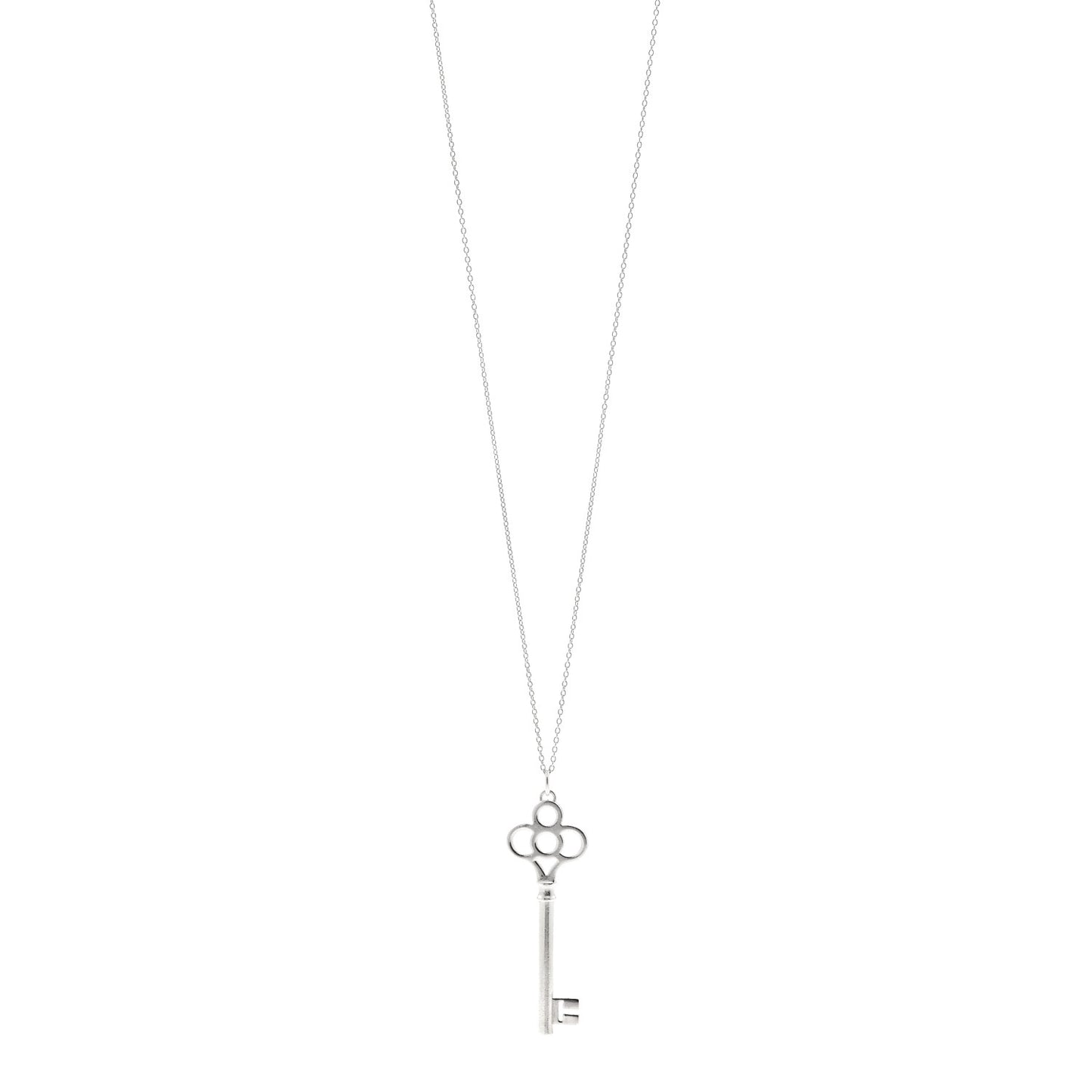 Sterling Silver Large Crown Key Pendant Necklace