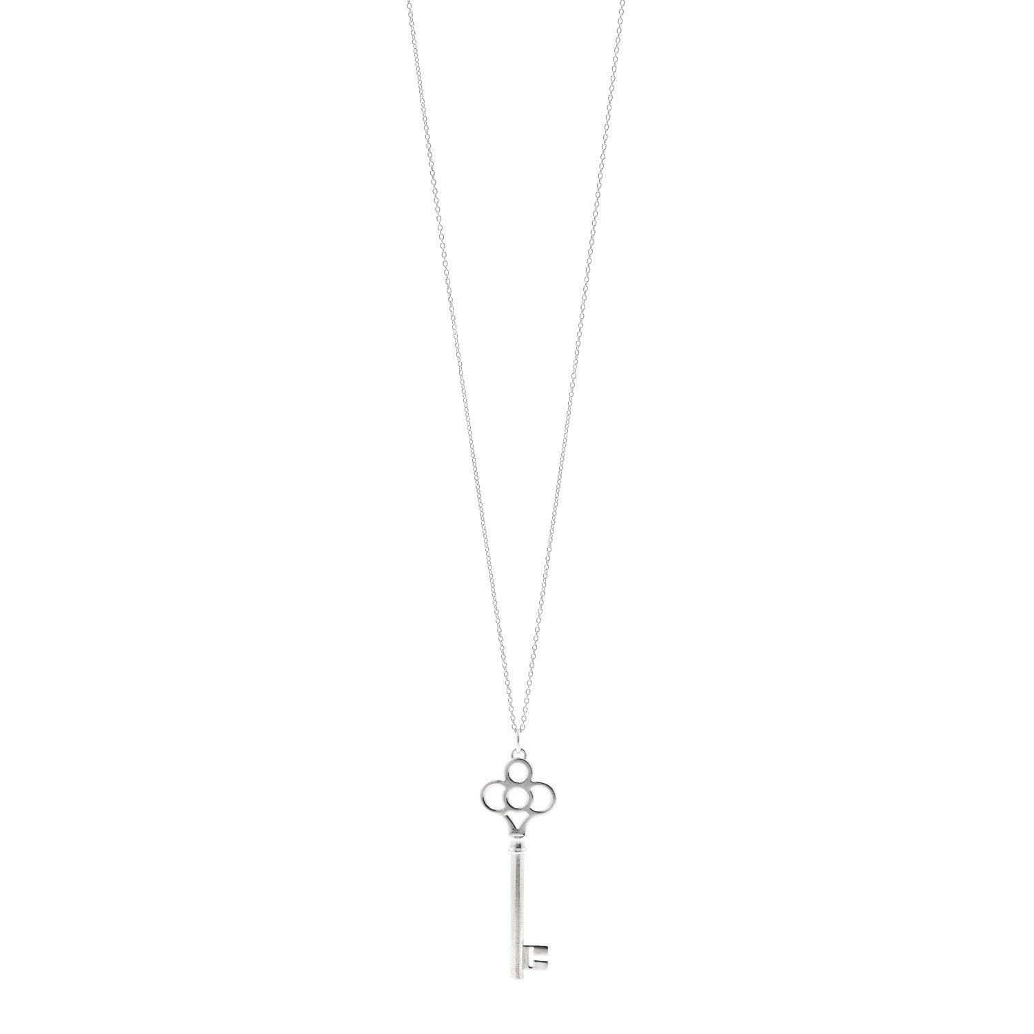 Tiffany Sterling Silver Large Crown Key Pendant Necklace 1 of 5