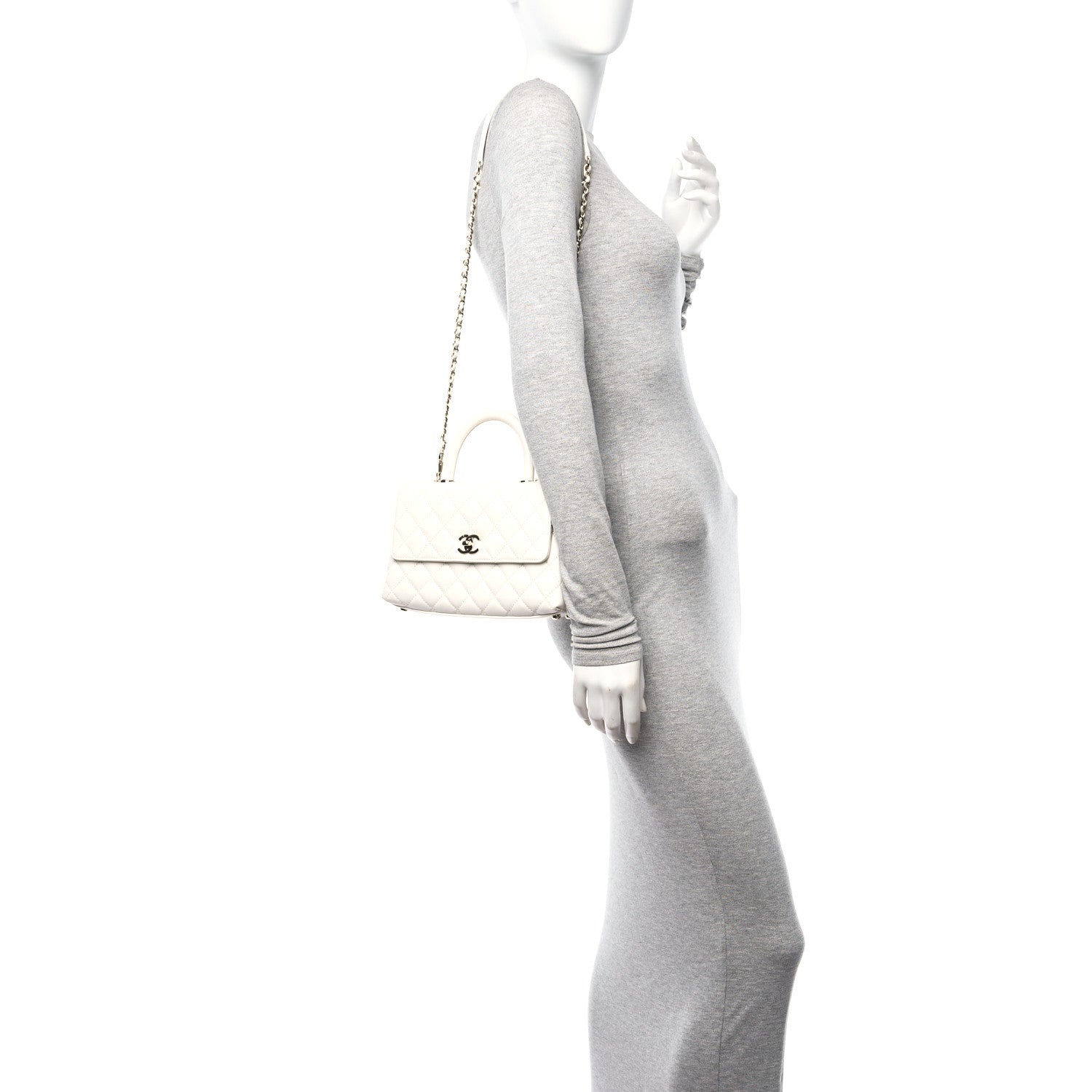 Chanel Caviar Quilted Mini Coco Handle Flap White 2 of 11