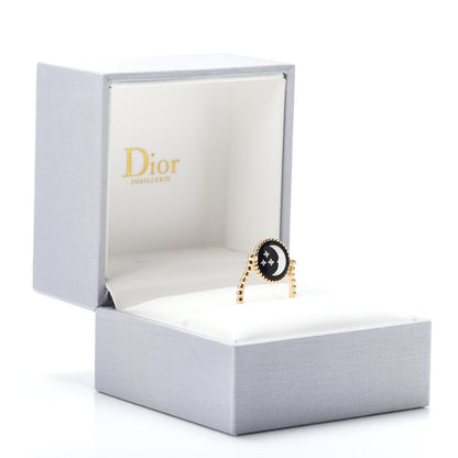 Christian Dior 18K Yellow White Gold Diamond Black Onyx Mother of Pearl Rose Celeste Ring 52 6 7 of 7