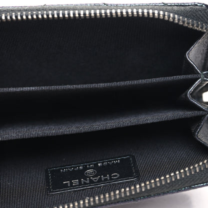Chanel Iridescent Caviar Chevron Quilted Zip Around Coin Purse Black 5 of 11