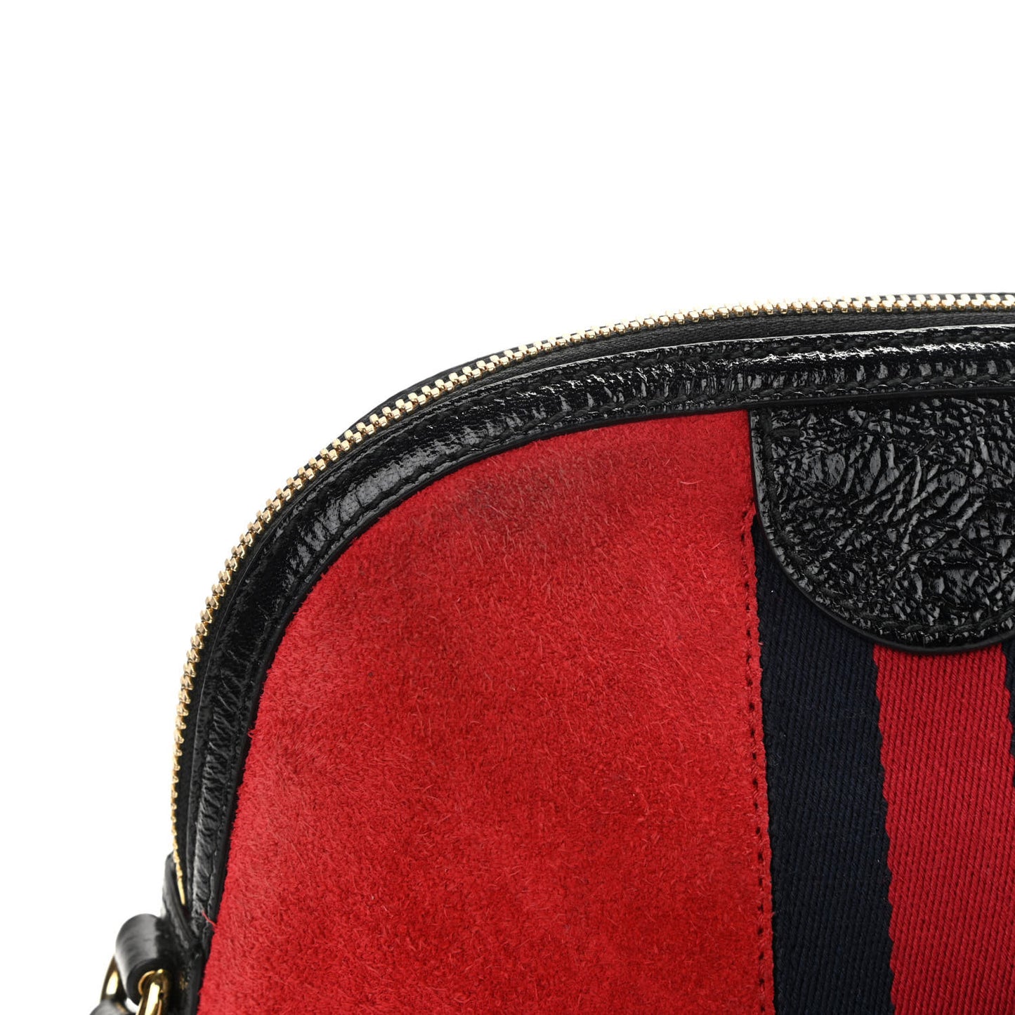 Suede Patent Web GG Small Ophidia Dome Shoulder Bag Hibiscus Red