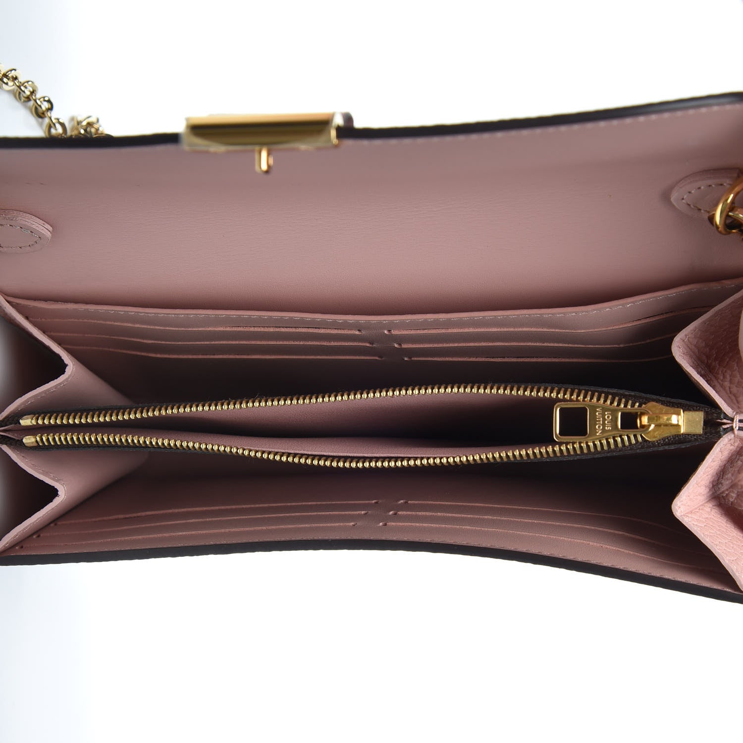 Louis Vuitton Damier Ebene Croisette Chain Wallet Rose Ballerine 4 of 7