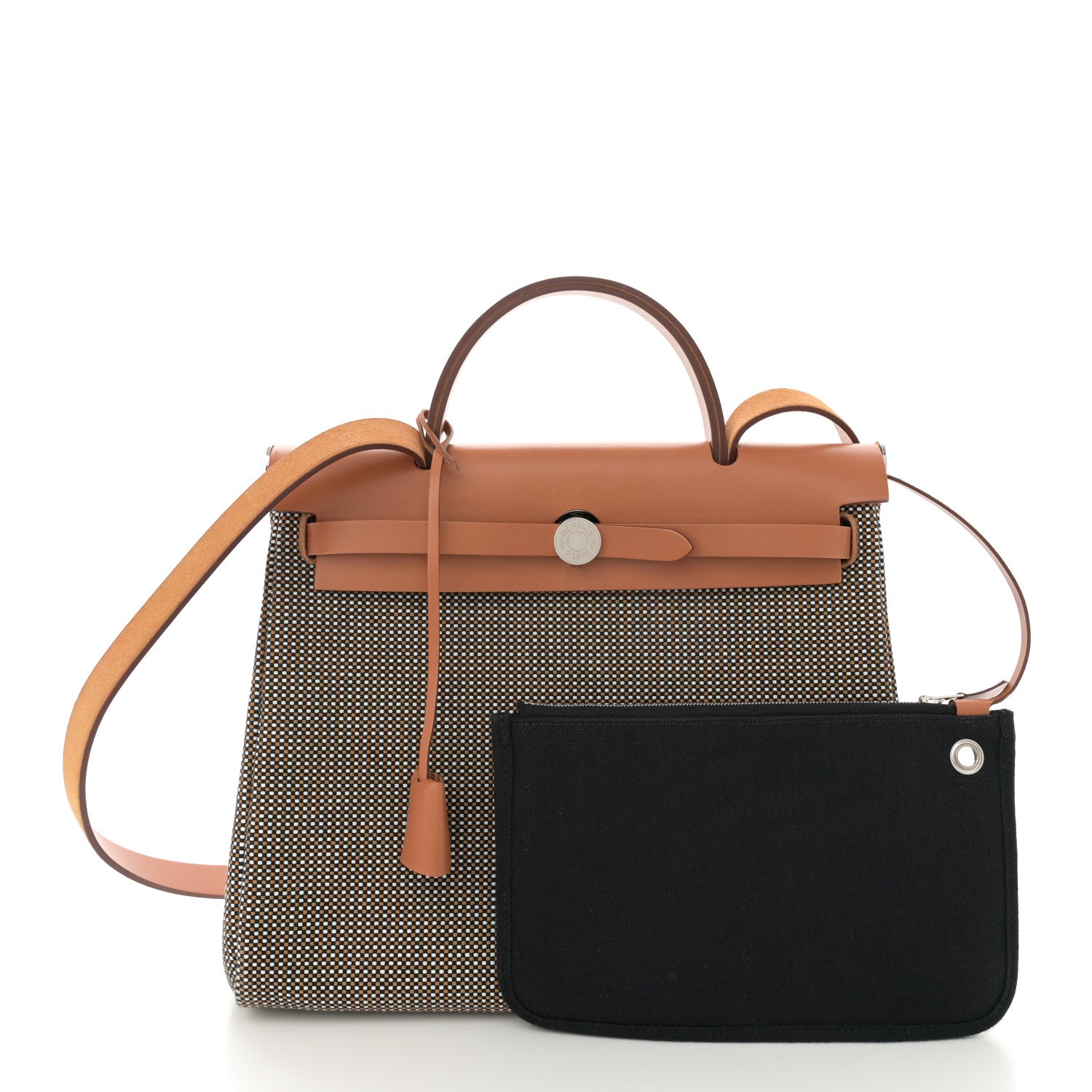 Hermes Toile Quadrille Vache Hunter Herbag Zip Retourne 31 PM Black White Desert Natural 2 of 14