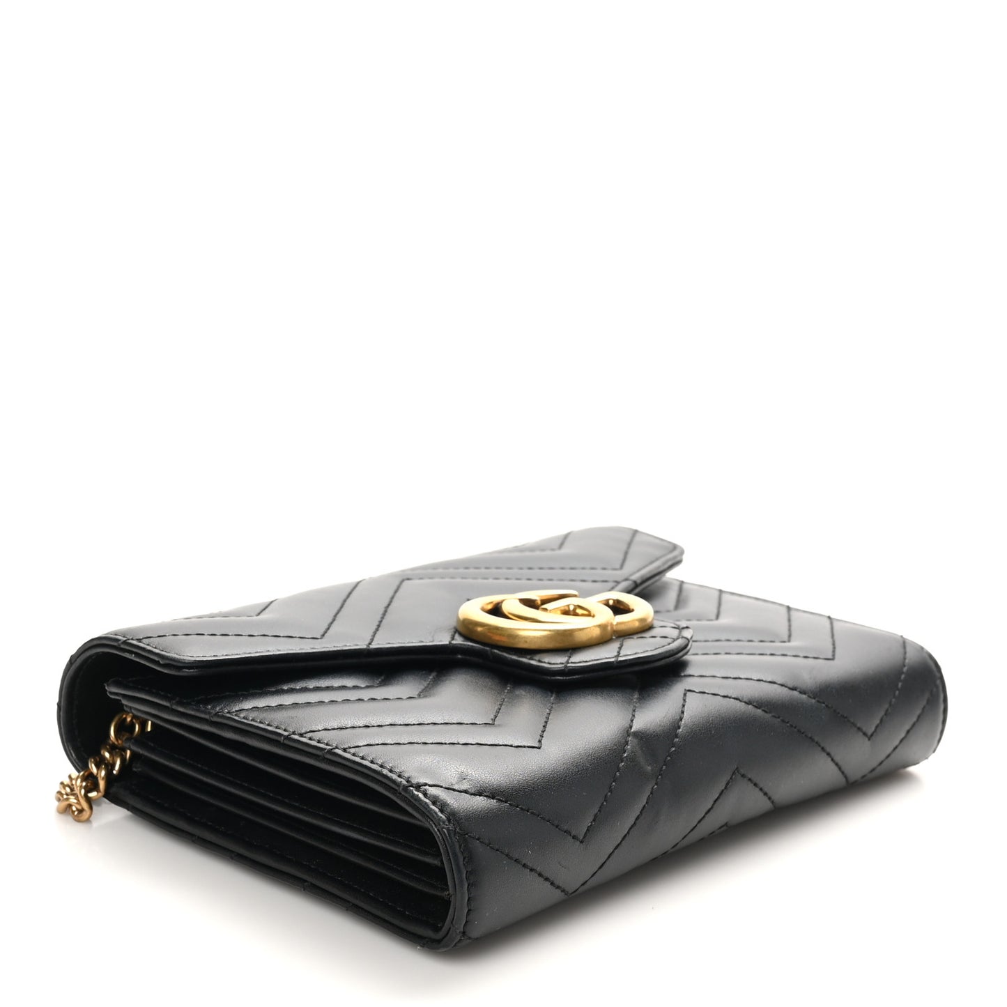 Calfskin Matelasse GG Marmont Chain Wallet Black