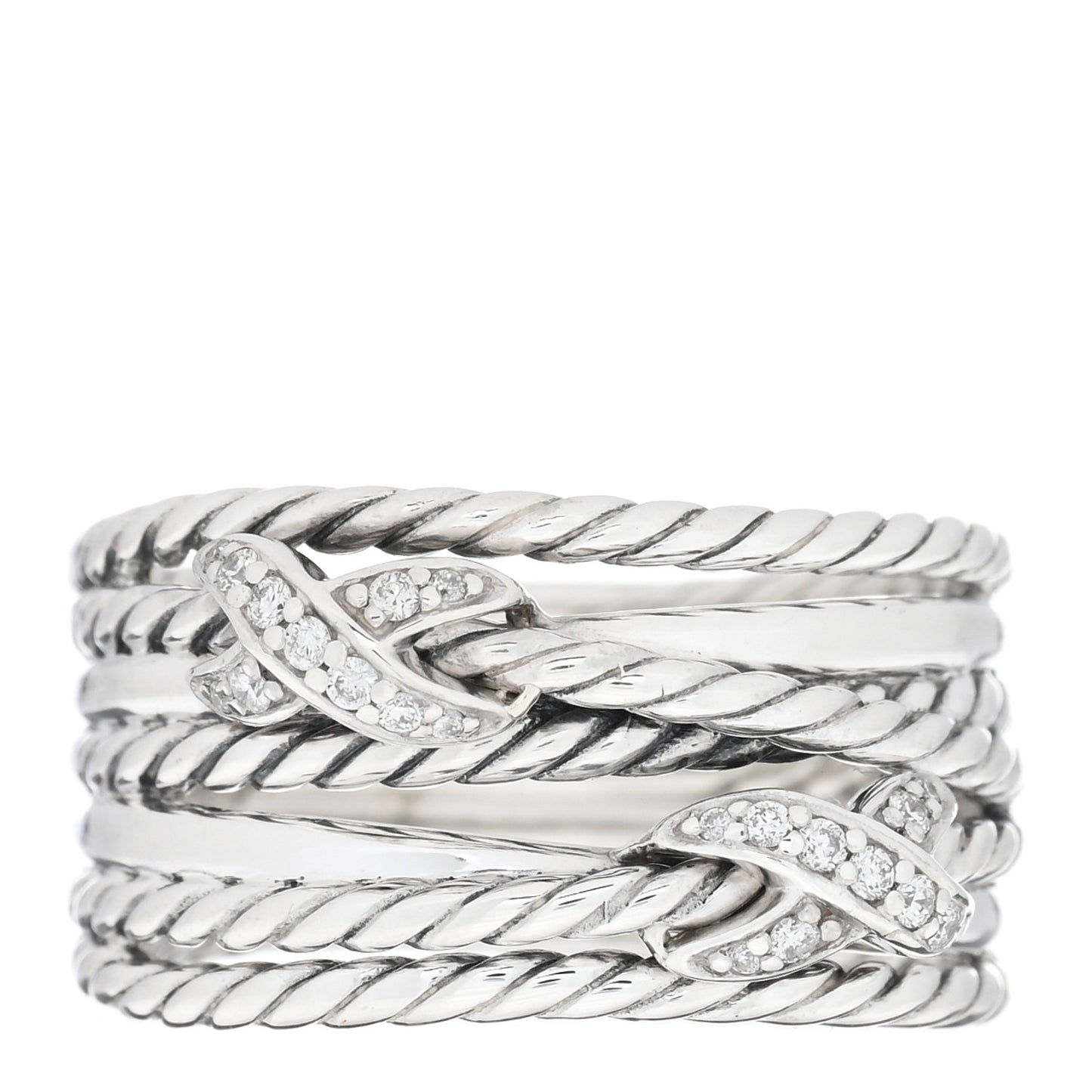 Sterling Silver Diamond Double X Crossover Ring 58 8.25