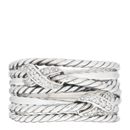 David Yurman Sterling Silver Diamond Double X Crossover Ring 58 8.25 1 of 4