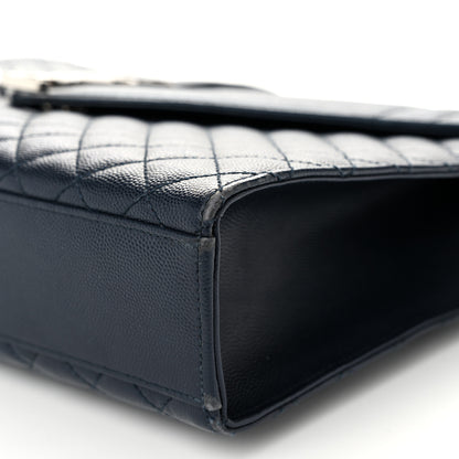 Saint Laurent Grain De Poudre Textured Mixed Matelasse Large Triquilt Monogram Satchel Deep Marine 10 of 10