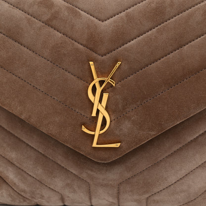Saint Laurent Suede Y Quilted Monogram Medium Loulou Chain Satchel Taupe 10 of 12