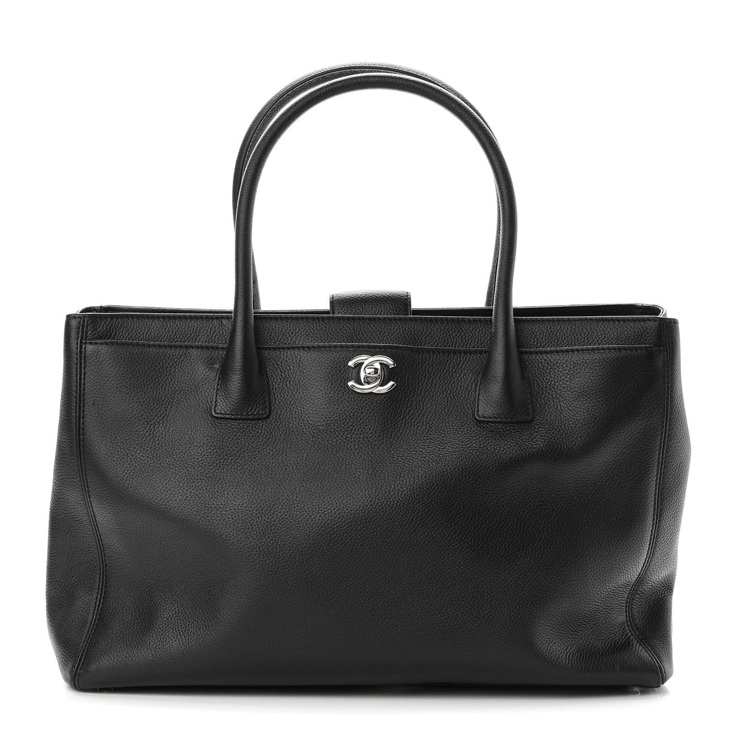 Calfskin Cerf Executive Shopper Tote Black