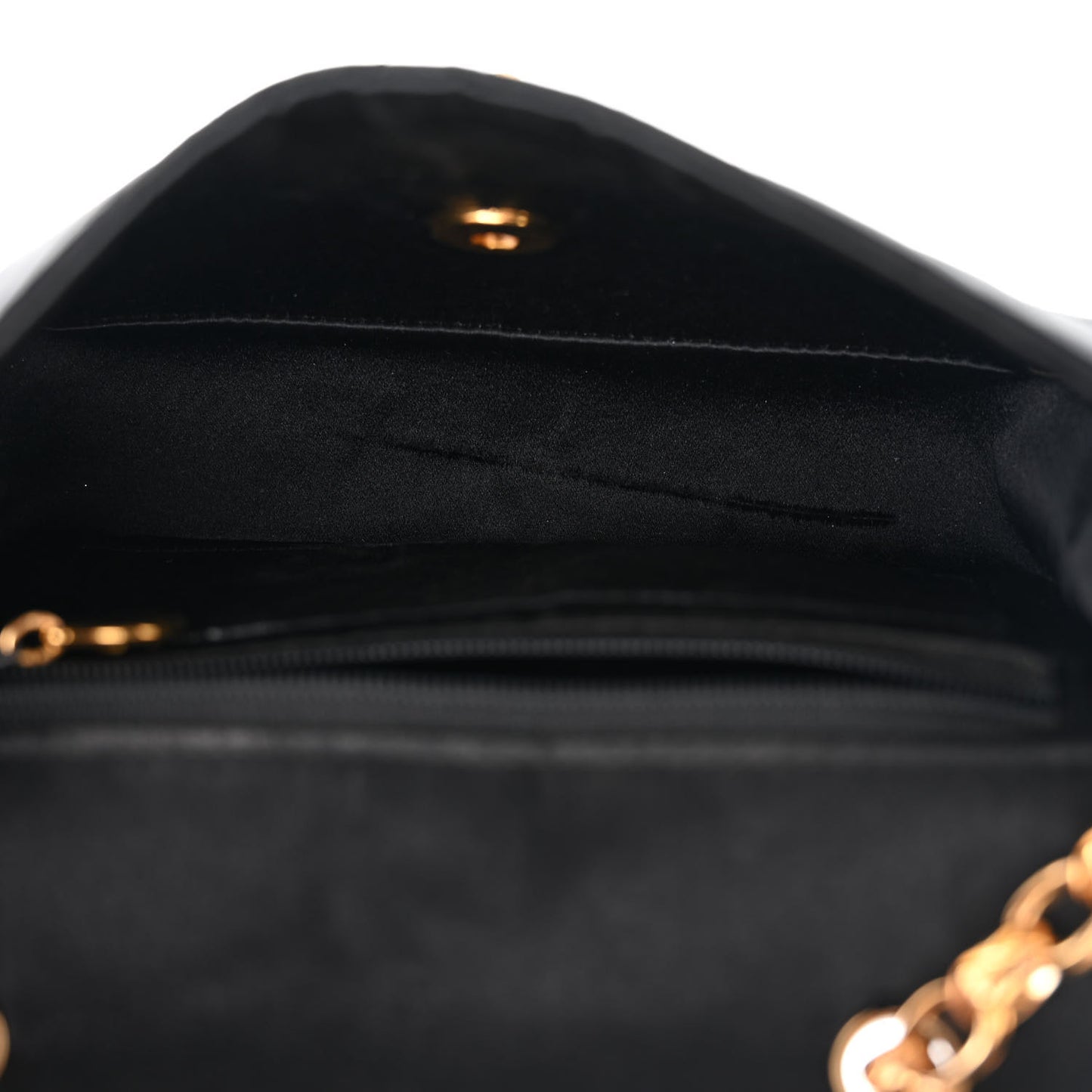 Satin Quilted Small Single Flap Bag Black