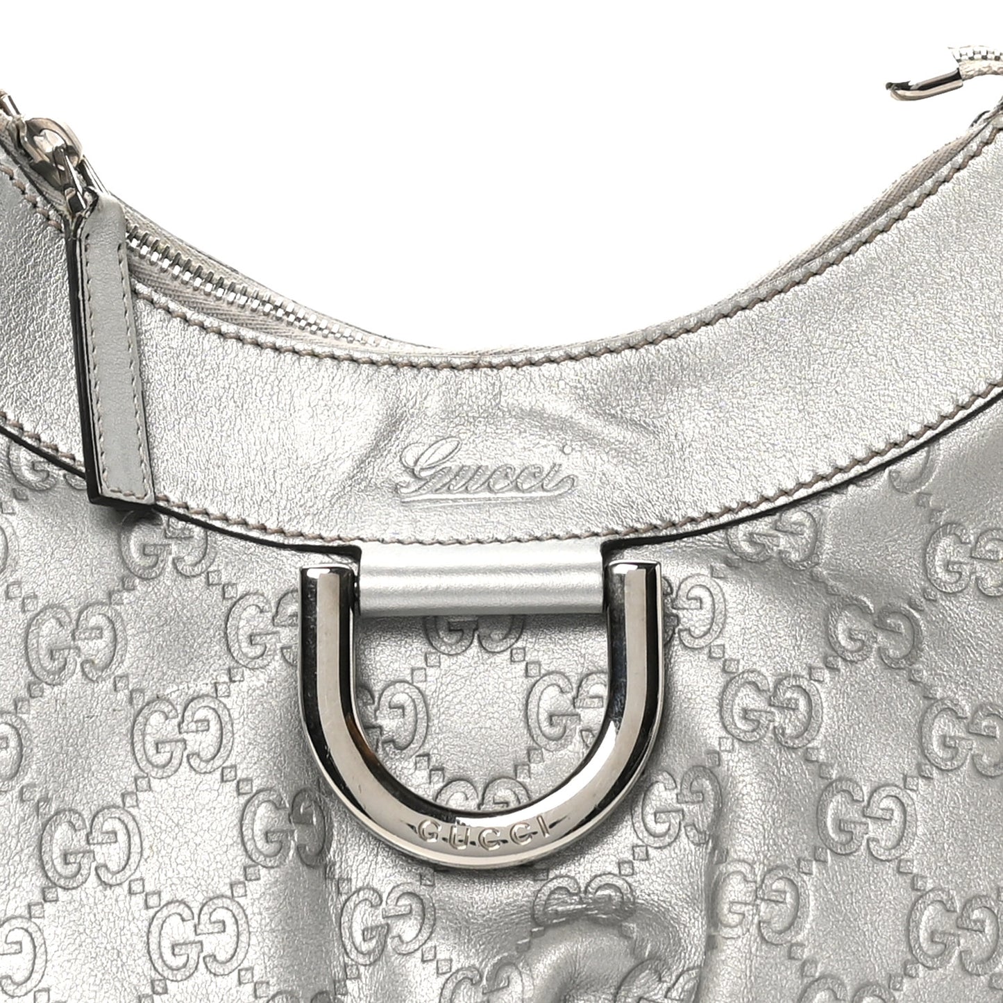 Metallic Guccissima Medium D Gold Hobo Silver