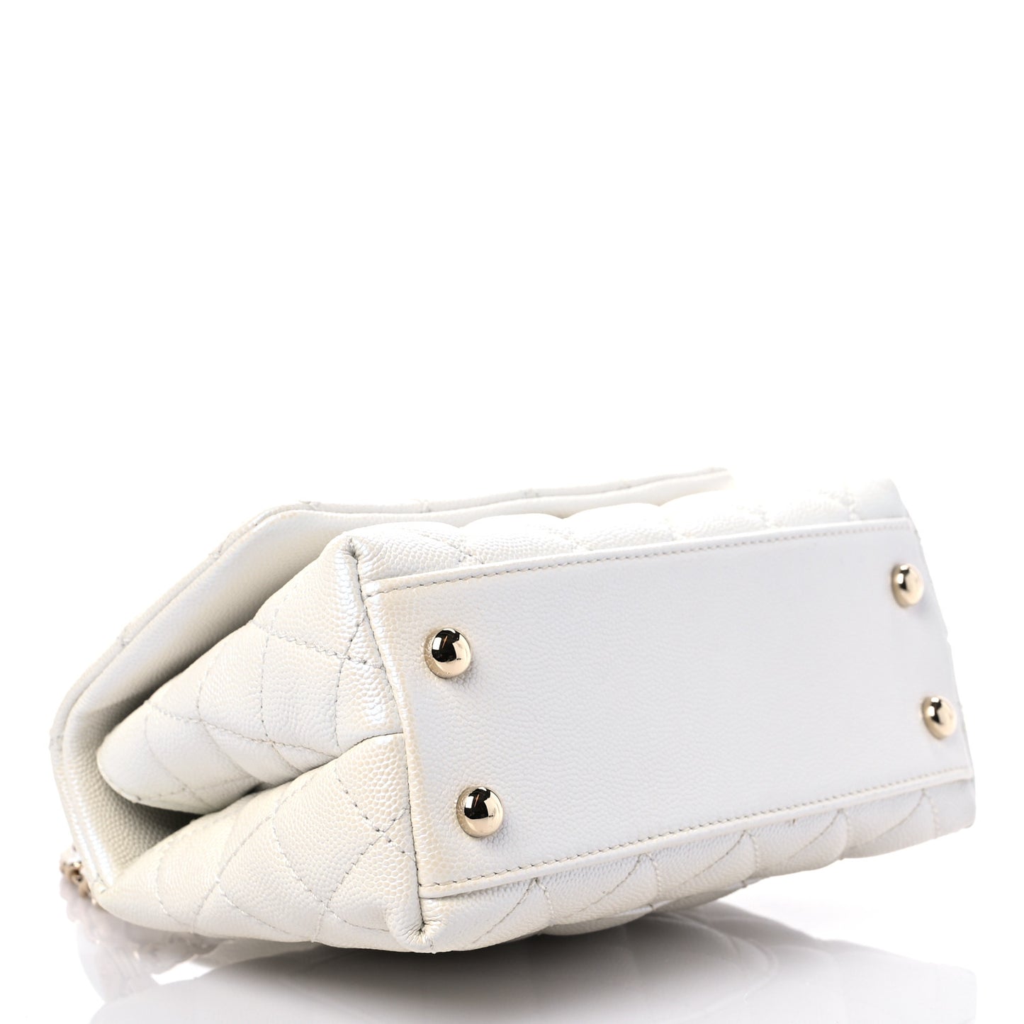Iridescent Caviar Quilted Extra Mini Coco Handle Flap Ivory
