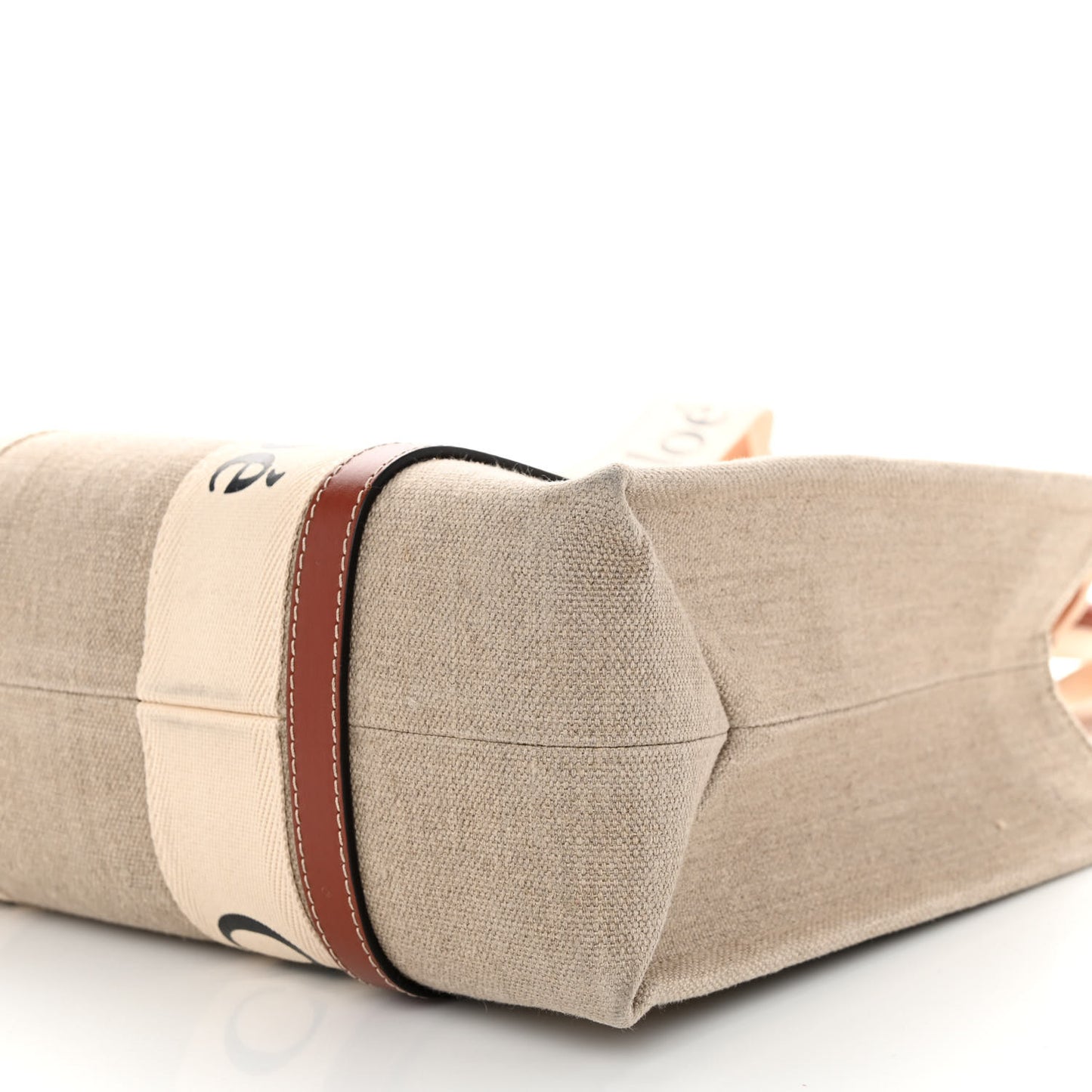 Cotton Calfskin Medium Woody Ribbon Tote White Brown