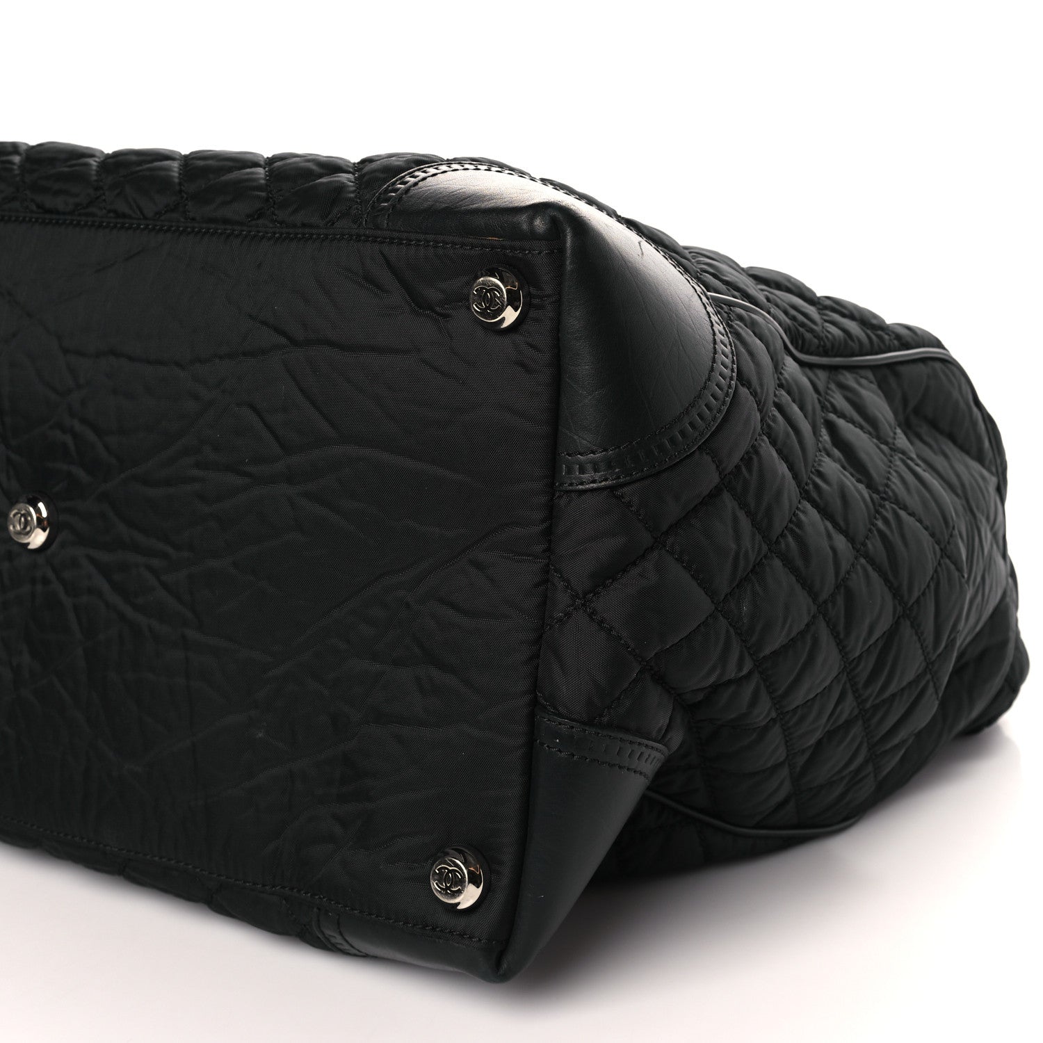 Chanel Nylon Calfskin Quilted Timeless Luggage Bag Black 9 of 11