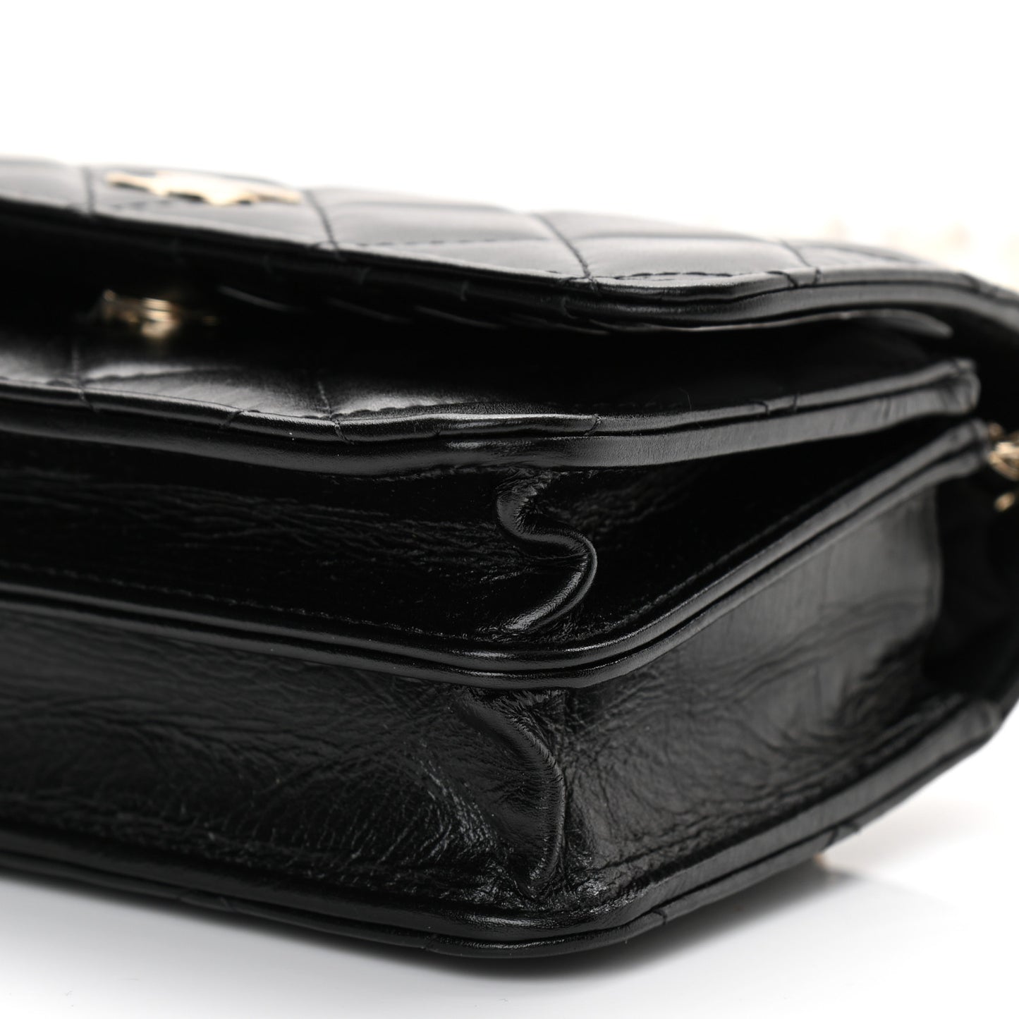 Calfskin Quilted Mini Maxi Pearls Wallet On Chain WOC Black