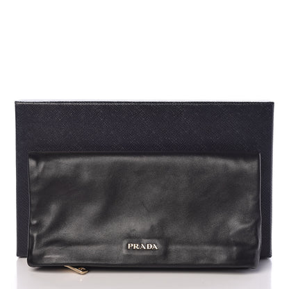 Prada Glace Calfskin Fold Over Clutch Black 9 of 9