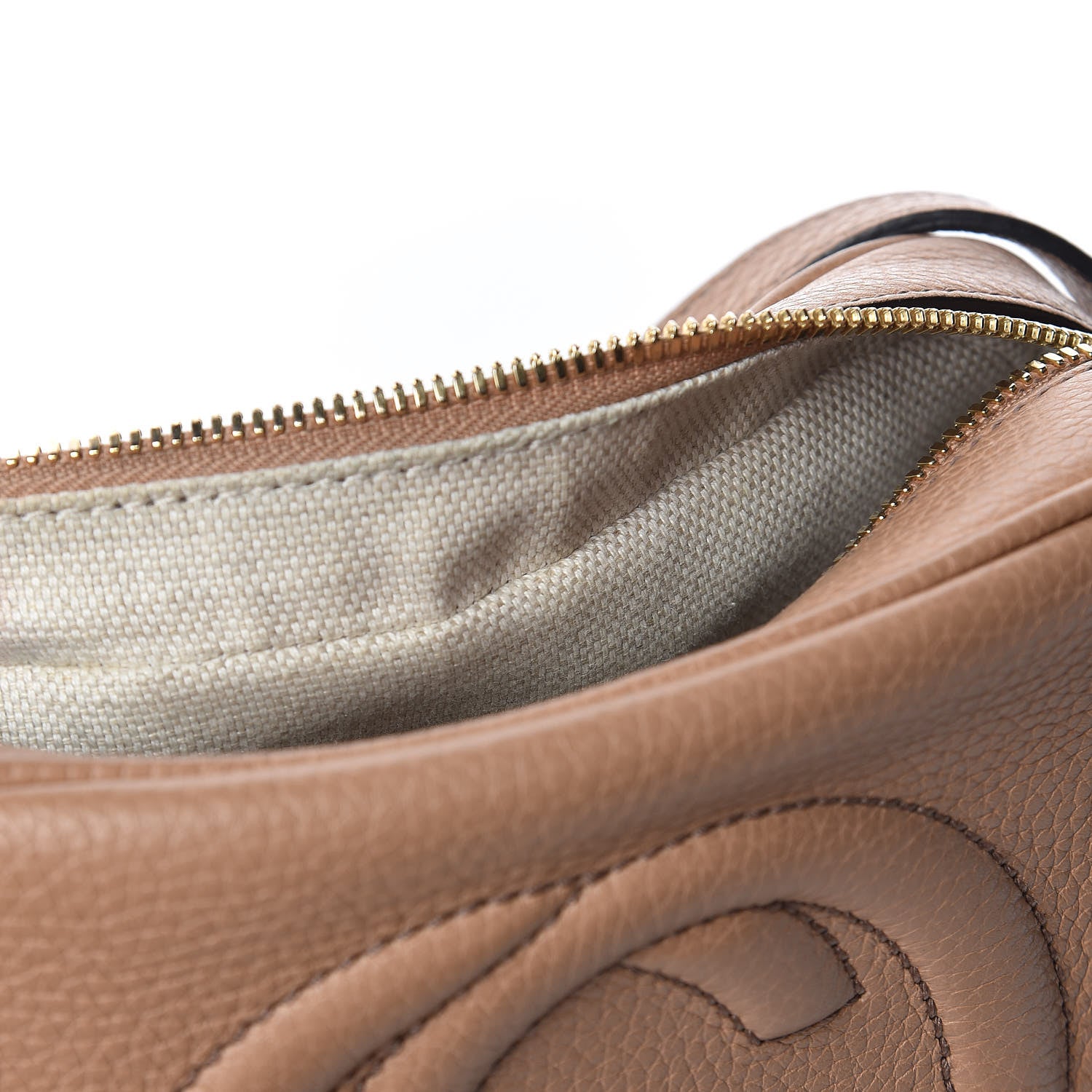 Gucci Pebbled Calfskin Small Soho Disco Bag Camelia 11 of 12