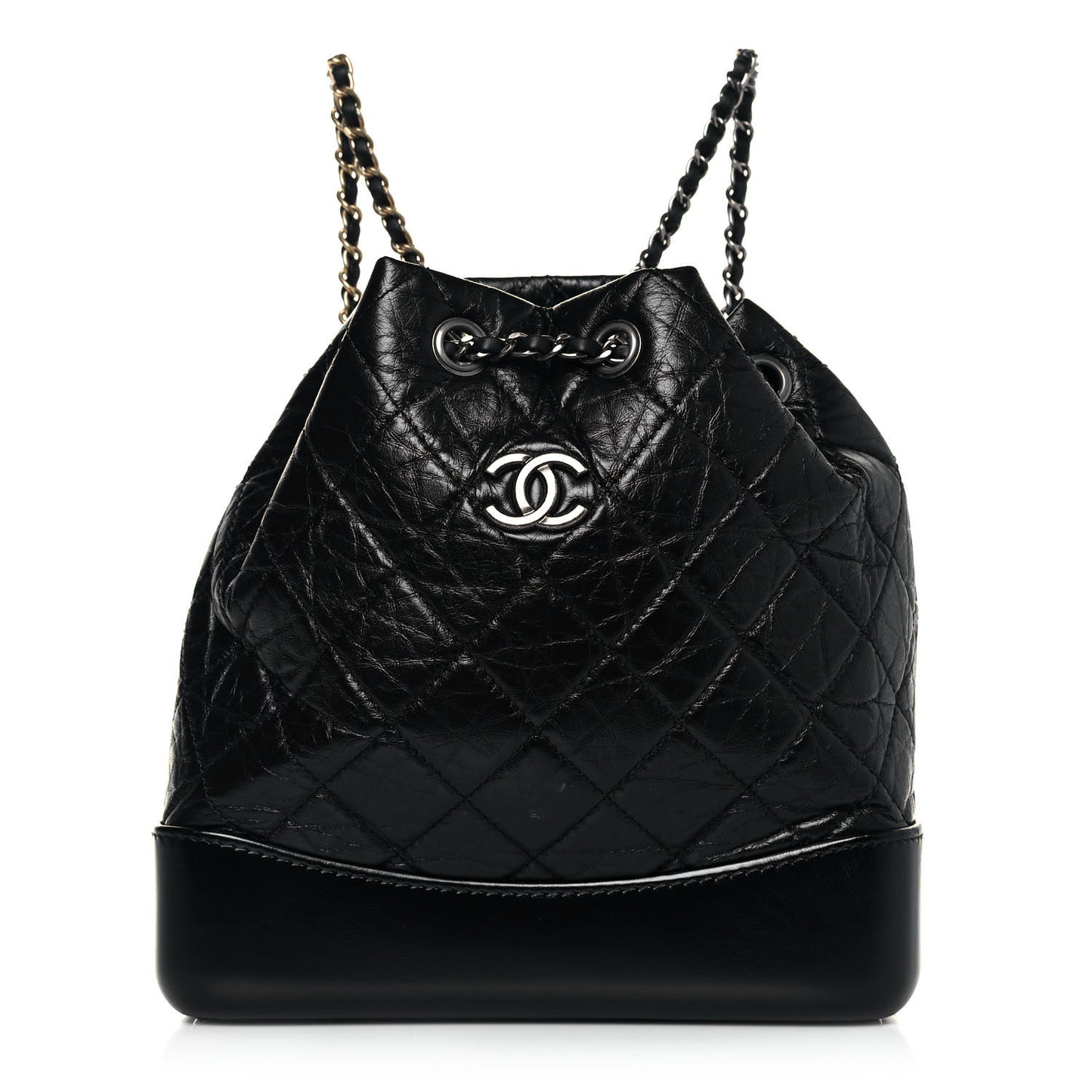 Aged Calfskin Quilted Small Gabrielle Backpack Black