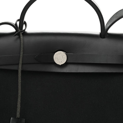 Hermes Military Toile Vache Hunter Herbag Zip Retourne 31 PM Black 9 of 12