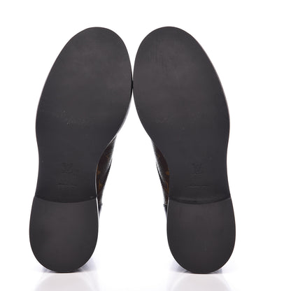 Louis Vuitton Calfskin Monogram Wonderland Flat Ranger Boots 38 Black 5 of 9