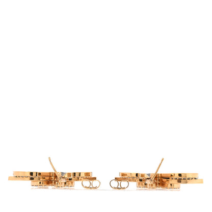 Louis Vuitton Metal Crystal LV Medallion Earrings Gold 3 of 4