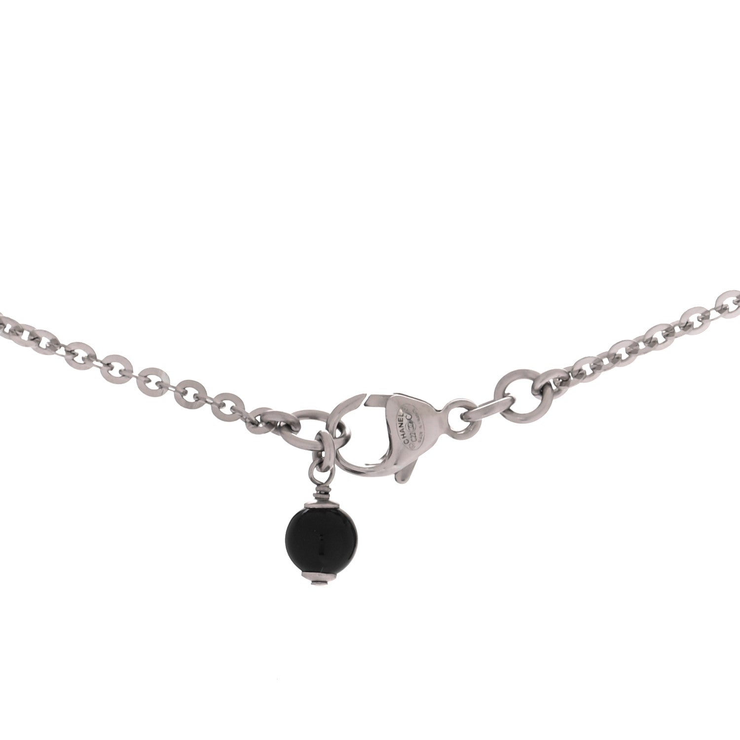 Chanel Crystal Timeless CC Necklace Silver 4 of 6