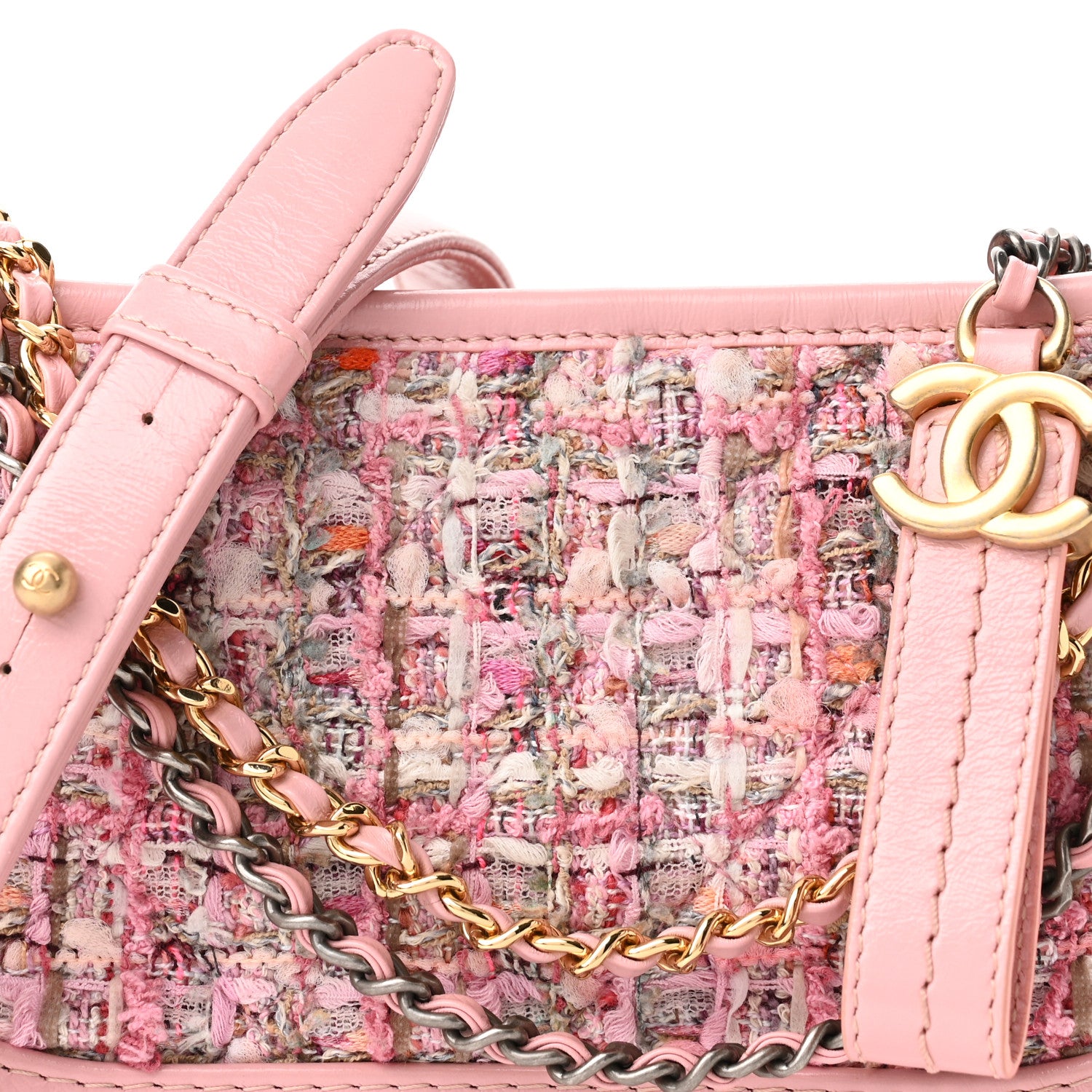 Chanel Tweed Calfskin Small Gabrielle Hobo Light Pink 8 of 10