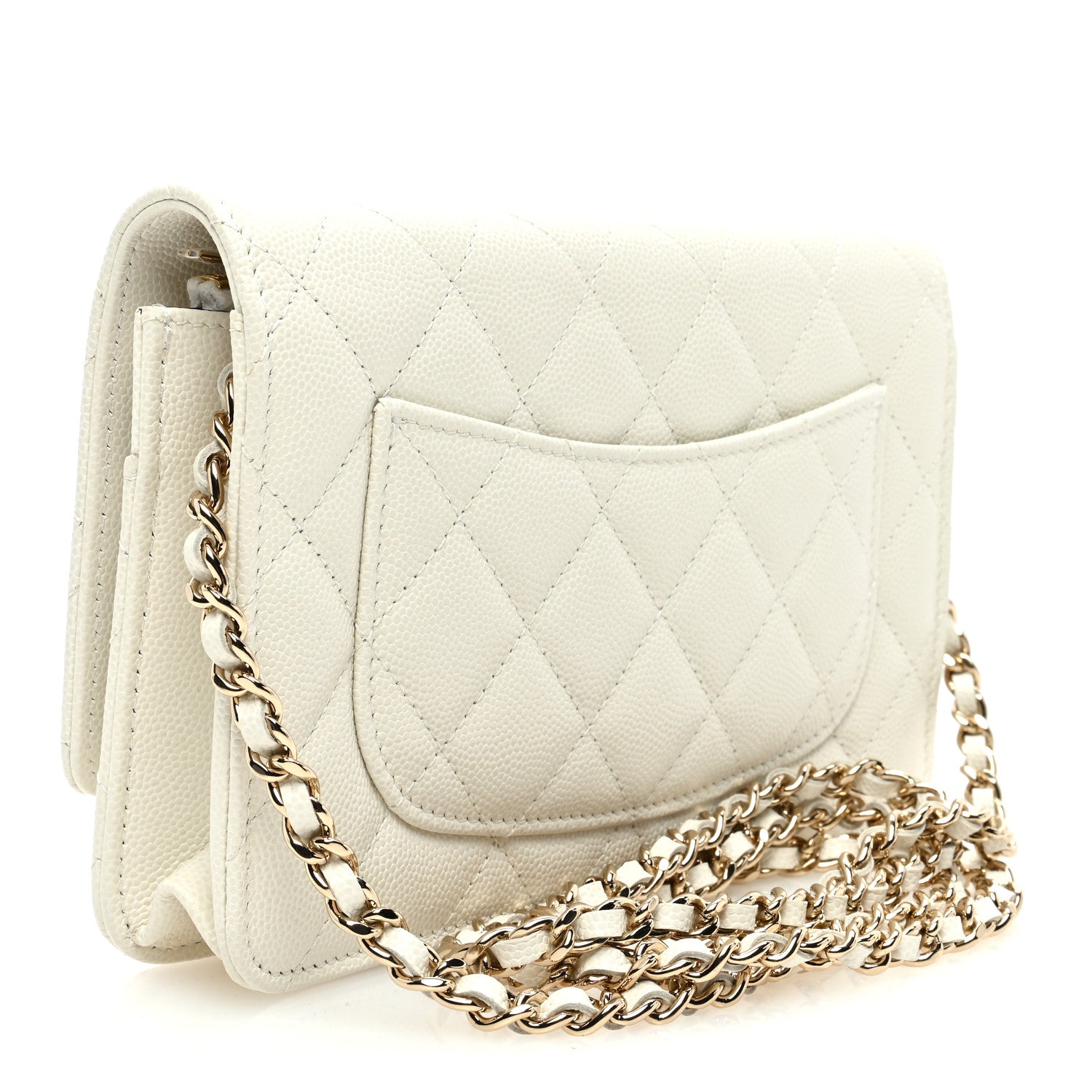 Chanel Caviar Quilted Chain CC Quilted Wallet On Chain WOC White 3 of 11