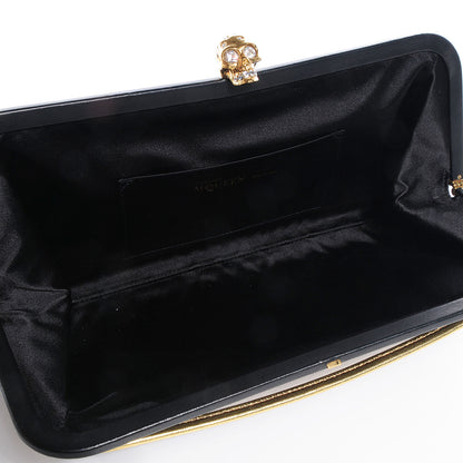 Alexander McQueen Snakeskin Suede Convertible Clutch Black White 5 of 10
